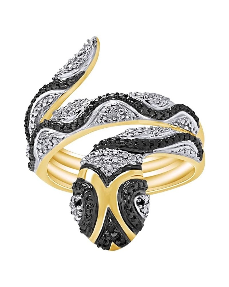 Black Natural Diamond Anniversary Snake Ring in14k Gold Over Sterling Silver yellow-gold-plated-silver $33.60 Rings