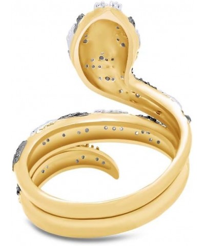 Black Natural Diamond Anniversary Snake Ring in14k Gold Over Sterling Silver yellow-gold-plated-silver $33.60 Rings