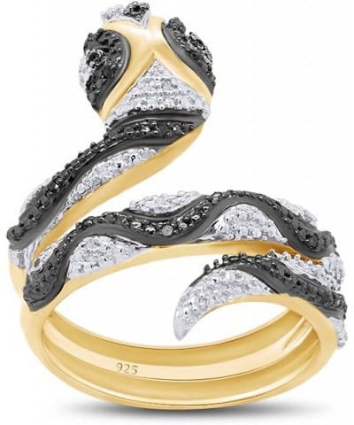 Black Natural Diamond Anniversary Snake Ring in14k Gold Over Sterling Silver yellow-gold-plated-silver $33.60 Rings