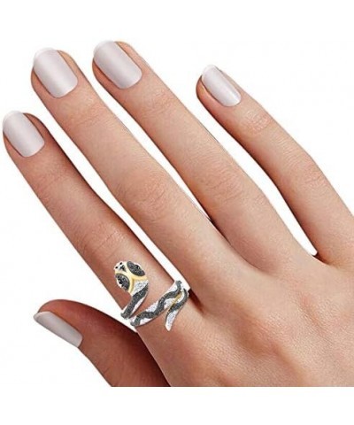 Black Natural Diamond Anniversary Snake Ring in14k Gold Over Sterling Silver yellow-gold-plated-silver $33.60 Rings