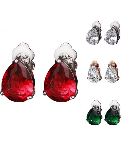 Fashion Water Drop Cubic Zirconia Clip On Earrings Party Jewelry Gift for Women and Girls, Eye-Catching, Anti-Corrosion, Ligh...