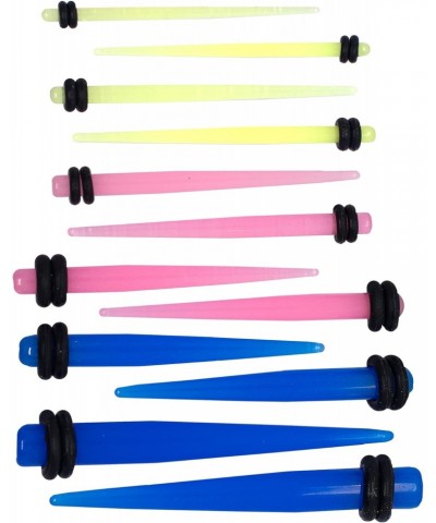 12 Piece Set OF Multicolor Glow In The Dark Acrylic Tapers Set $8.69 Body Jewelry