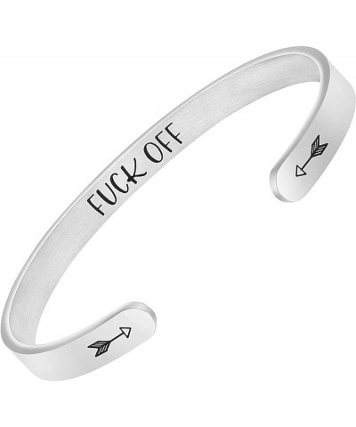 Gift for Year 2024 Personalized Mantra Bracelet for Women Men Girl Inspirational Jewelry Cuff Bangle FUCK OFF $9.50 Bracelets