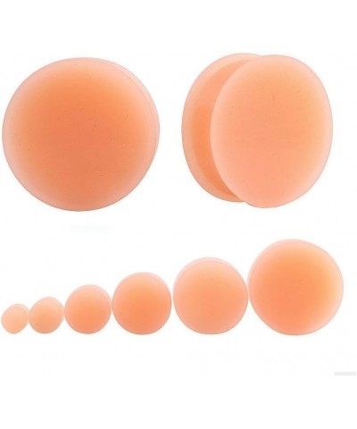 Pair of Peach/Flesh Skin Tone Silicone Double Flared Plugs Hiding Hide Hider Retainer Ear Gauges Body Piercing Jewelry 1-1/16...