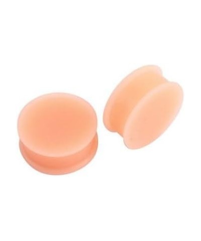 Pair of Peach/Flesh Skin Tone Silicone Double Flared Plugs Hiding Hide Hider Retainer Ear Gauges Body Piercing Jewelry 1-1/16...