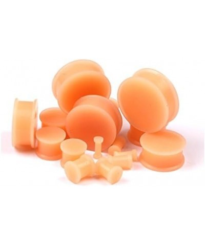 Pair of Peach/Flesh Skin Tone Silicone Double Flared Plugs Hiding Hide Hider Retainer Ear Gauges Body Piercing Jewelry 1-1/16...