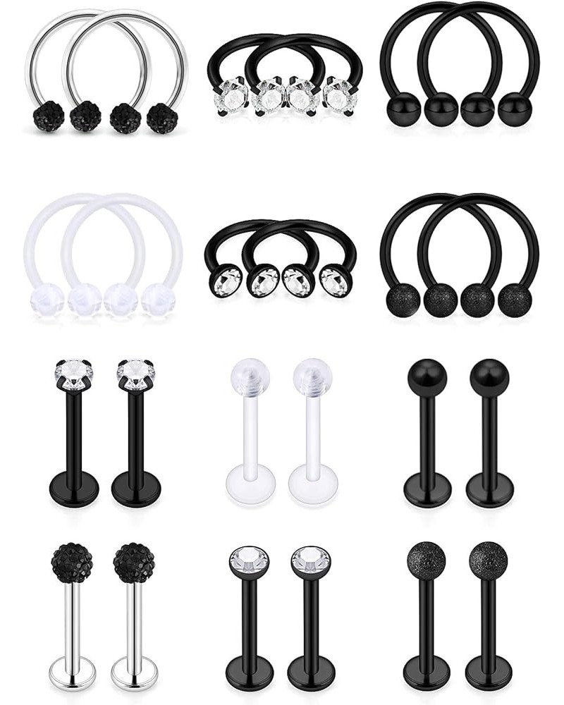 16g Lip Rings Stainless Steel Horseshoe Labret Monroe Lip Rings Nail Tragus Helix Earrings Studs Ring Medusa Piercing Jewelry...