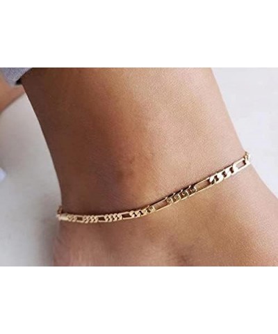 Initial Ankle Bracelets for Women, 14K Gold Plated Double Layered Initial Anklets Jewelry for Women Teen Girls F $5.71 Anklets