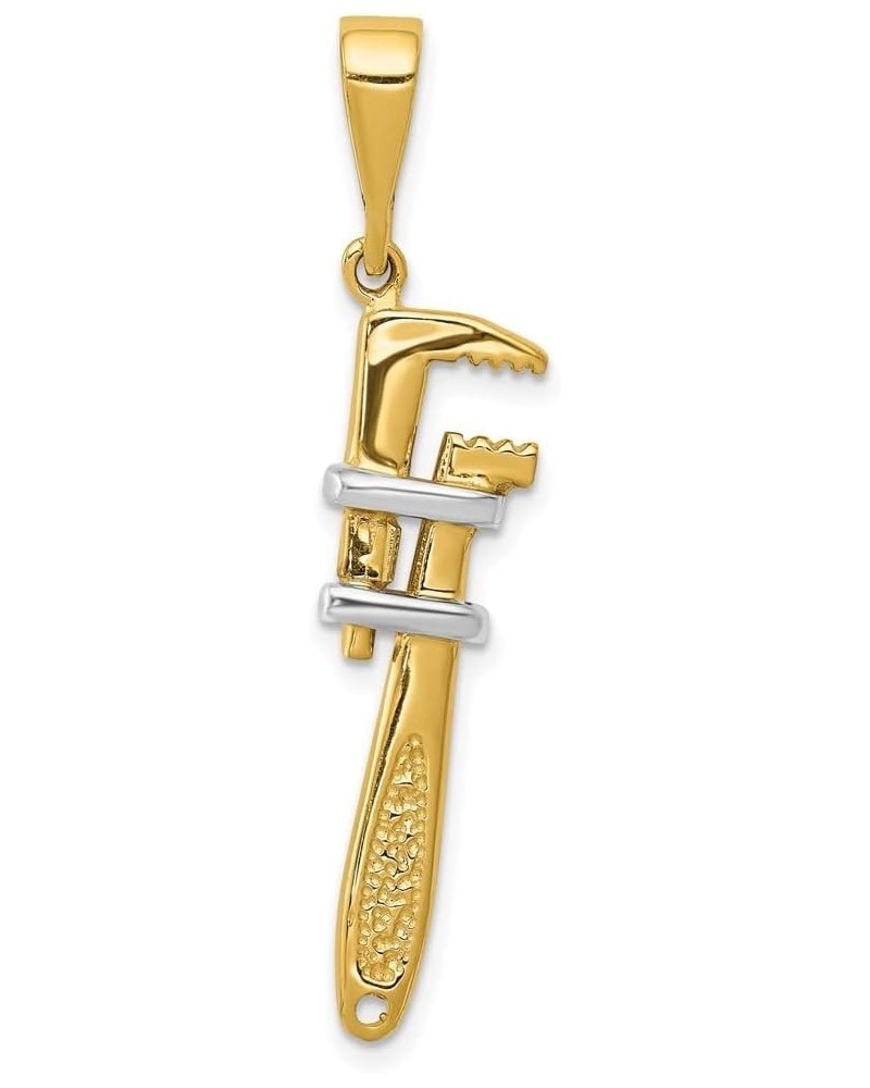 10k and Rhodium 3 d Pipe Wrench Charm Pendant Necklace Measures 40x10mm Wide Jewelry Gifts for Women $126.14 Necklaces