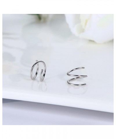 925 Sterling Silver Double Hoop Earrings for Women Hypoallergenic Tiny Twist Earrings Silver CZ Spiral Earrings Double Pierci...