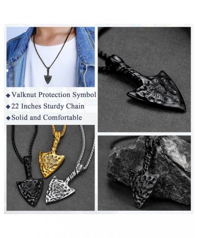 Norse Viking Spear Head Necklace, Vintage Nordic Odin Amulet Pendant Stainless Steel Jewelry for Men Women (with Gift Box) 03...