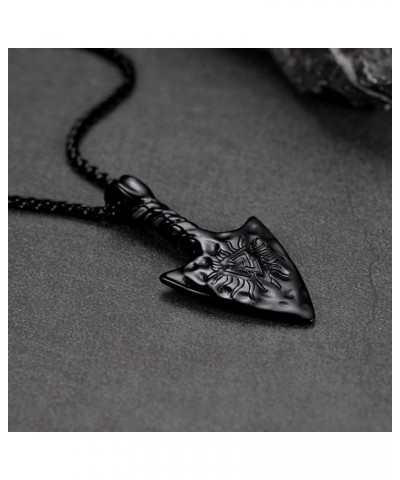 Norse Viking Spear Head Necklace, Vintage Nordic Odin Amulet Pendant Stainless Steel Jewelry for Men Women (with Gift Box) 03...