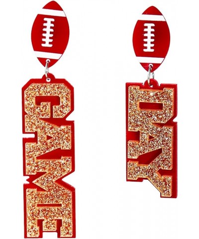 Game Day Earrings for Women Girls Acrylic Football Drop Dangle Earring Sports Team Game day Statement Earrings Game Day Acces...