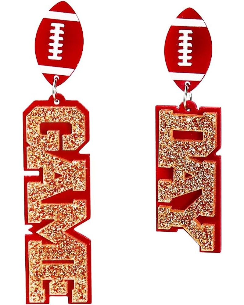 Game Day Earrings for Women Girls Acrylic Football Drop Dangle Earring Sports Team Game day Statement Earrings Game Day Acces...