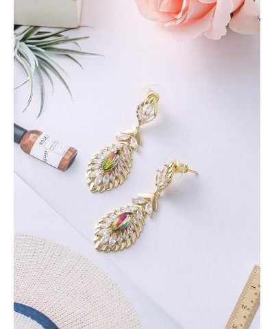 10 * 5MM Oval Austrian Crystal Dangle Earrings for Women Glod Plated Costume Jewelry Dec-Turquoise-Rose Gold $11.26 Earrings