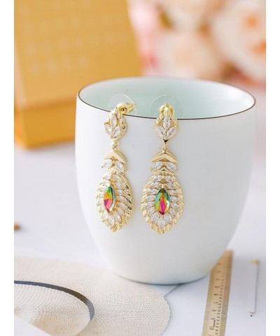 10 * 5MM Oval Austrian Crystal Dangle Earrings for Women Glod Plated Costume Jewelry Dec-Turquoise-Rose Gold $11.26 Earrings