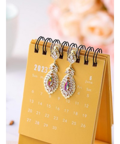 10 * 5MM Oval Austrian Crystal Dangle Earrings for Women Glod Plated Costume Jewelry Dec-Turquoise-Rose Gold $11.26 Earrings