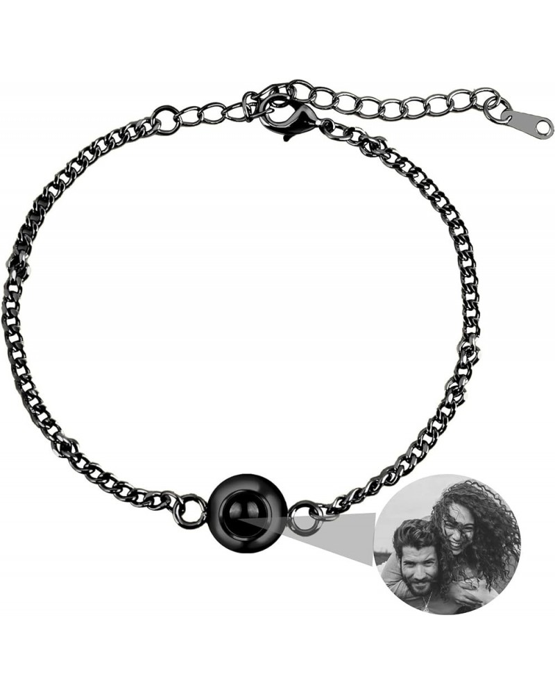 Custom Photo Bracelet Personalized Photo Projection Bracelet Circle Photo Bracelets with Picture Inside Link Chain Picture Br...