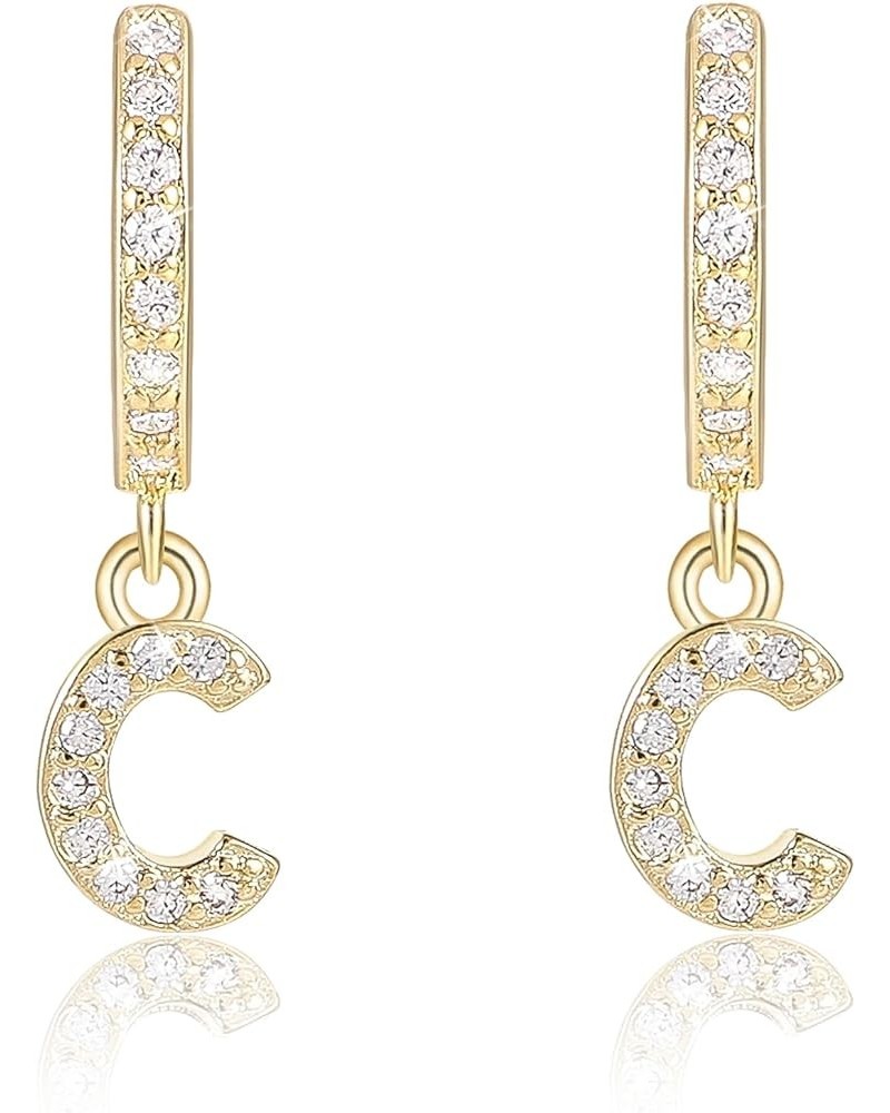 Small Hoop Initial Earrings Gold Plated Cubic Zirconia Huggie for Women Girls Dainty Hypoallergenic Dangle Drop Hoops Jewelry...