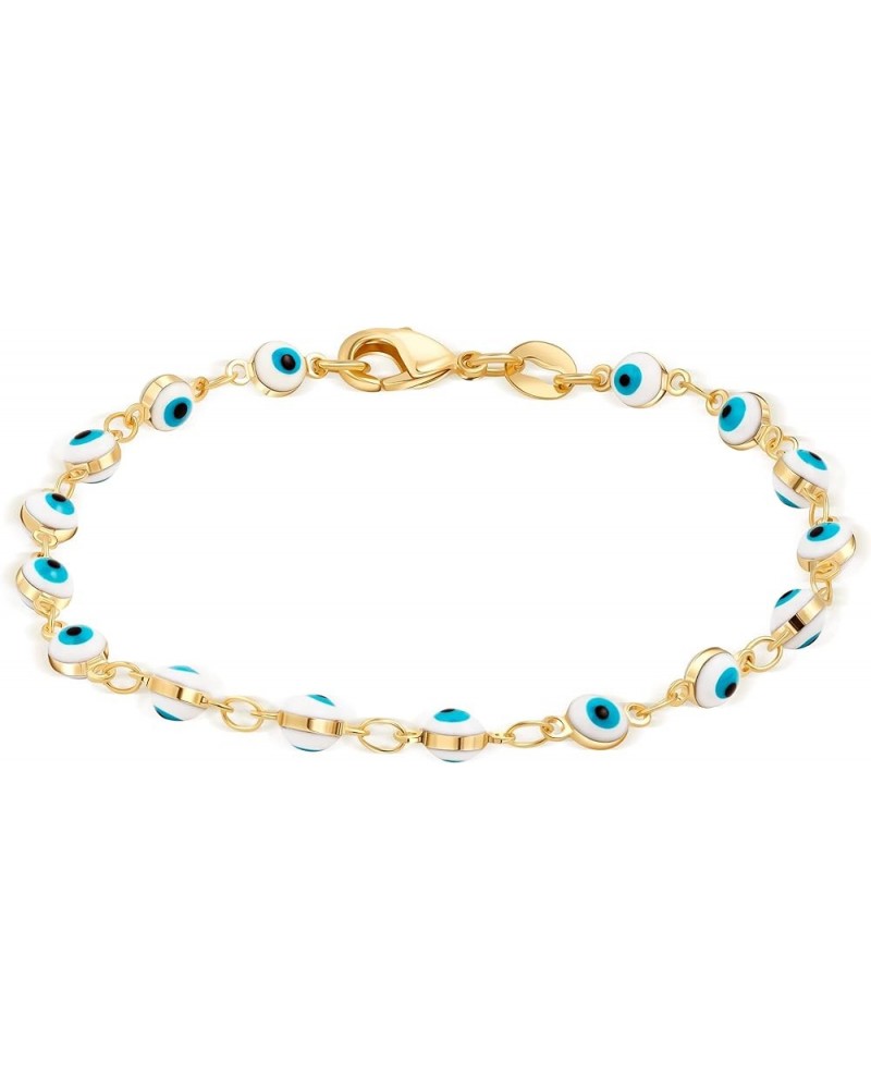 18K Gold Plated Multicolored Evil Eye Bracelet for Women - Made in Brazil White $8.57 Bracelets