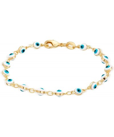 18K Gold Plated Multicolored Evil Eye Bracelet for Women - Made in Brazil White $8.57 Bracelets