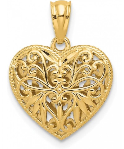 14K Two Tone Gold Reversible Filigree Heart Charm $38.61 Bracelets