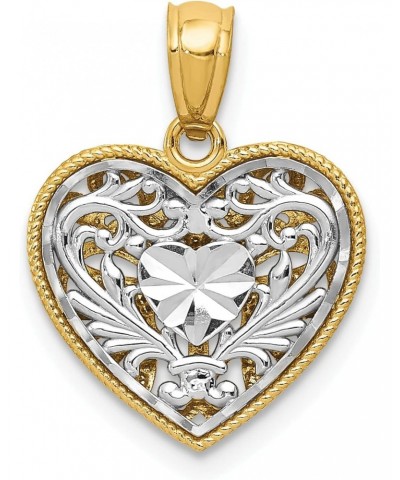 14K Two Tone Gold Reversible Filigree Heart Charm $38.61 Bracelets