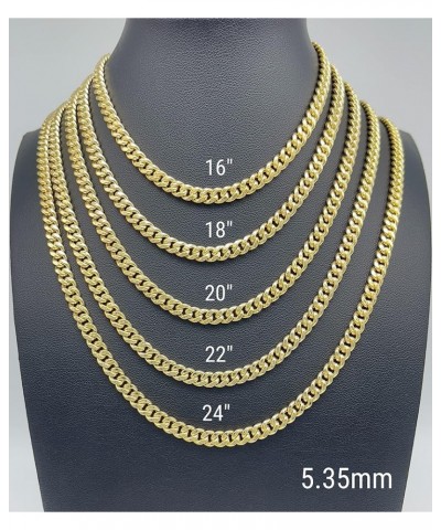 14K Gold Miami Cuban Link Chain Men - 1.85mm 2.15mm 2.85mm 3.85mm 4.4mm 5.35mm Diamond Cut Thick Cuban Curb Chain - Yellow Re...