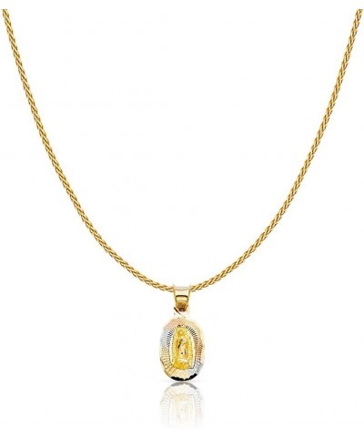 14K Tri Color Gold Diamond Cut Our Lady of Guadalupe Stamp Charm Pendant with 0.9mm Wheat Chain Necklace 22.0 Inches $99.88 N...