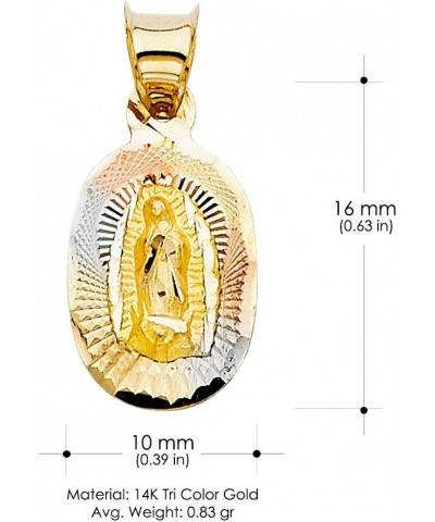 14K Tri Color Gold Diamond Cut Our Lady of Guadalupe Stamp Charm Pendant with 0.9mm Wheat Chain Necklace 22.0 Inches $99.88 N...