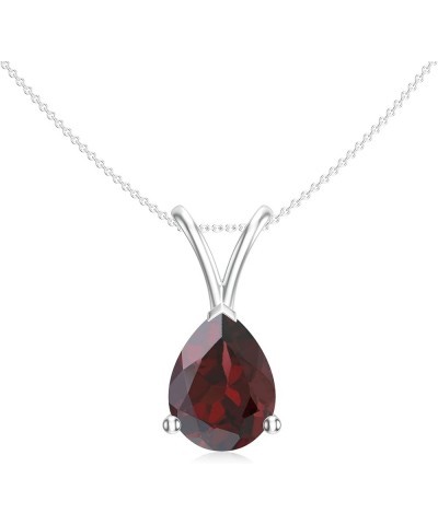 Natural Garnet Teardrop Pear Shaped Pendant with Diamond for Women in Sterling Silver / 14K Solid Gold 8x6MM Platinum $43.24 ...