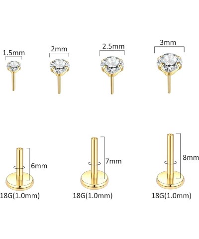 Threadless Push in Lip Rings 16G/18G/20G Labret Jewelry CZ Lip Studs Stainless Steel Cartilage Earrings for Women Monroe Medu...