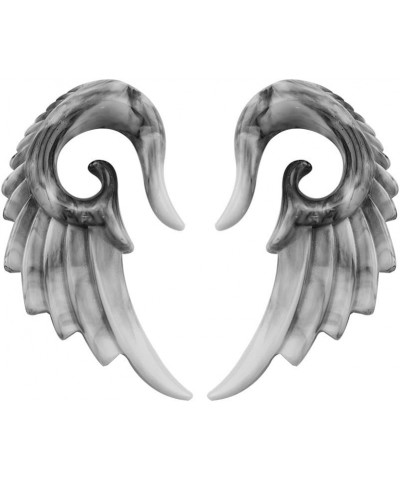 Black and White Angel Wing Tapers/Hangers/Stretcher's Acrylic 2 Pieces (1 Pair) (B/59) 6G (4MM) $10.25 Body Jewelry