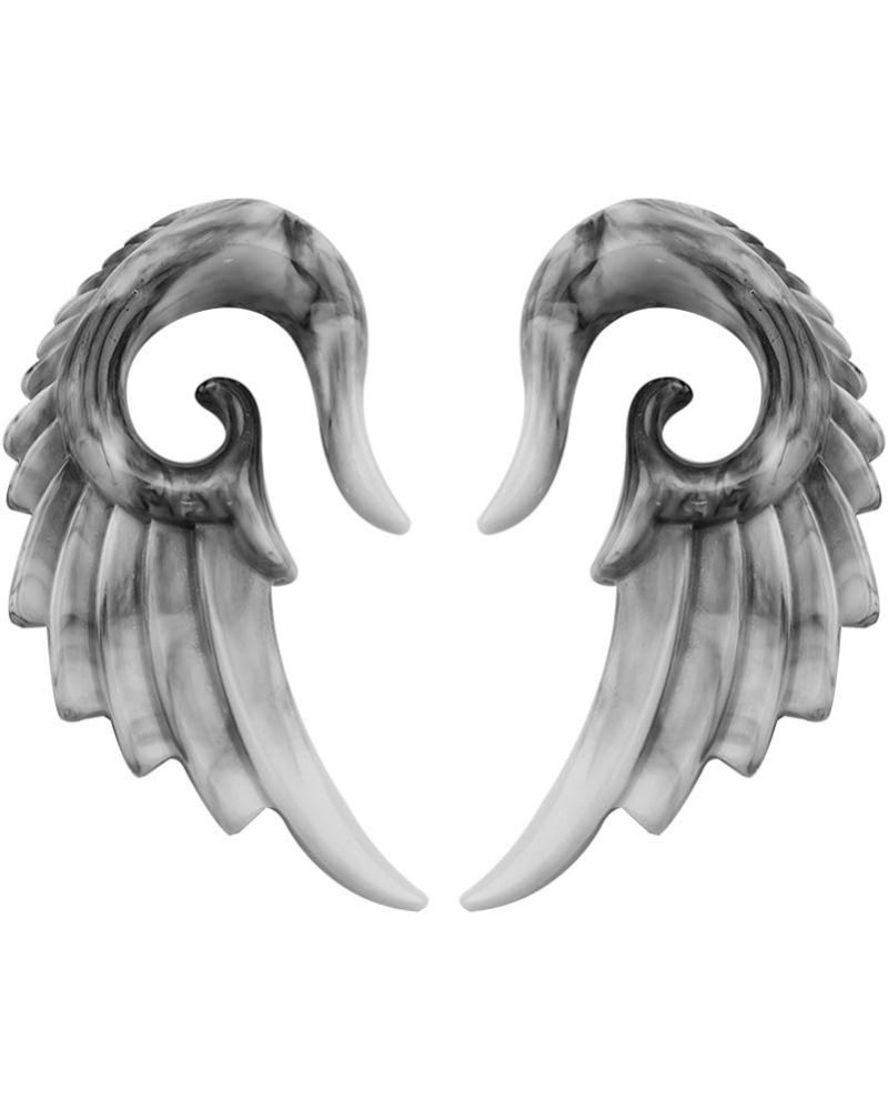 Black and White Angel Wing Tapers/Hangers/Stretcher's Acrylic 2 Pieces (1 Pair) (B/59) 6G (4MM) $10.25 Body Jewelry