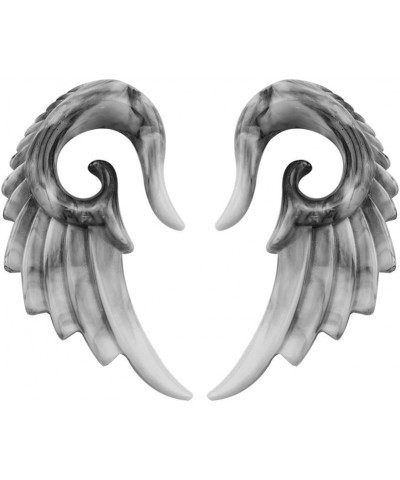 Black and White Angel Wing Tapers/Hangers/Stretcher's Acrylic 2 Pieces (1 Pair) (B/59) 6G (4MM) $10.25 Body Jewelry