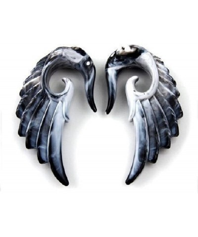 Black and White Angel Wing Tapers/Hangers/Stretcher's Acrylic 2 Pieces (1 Pair) (B/59) 6G (4MM) $10.25 Body Jewelry