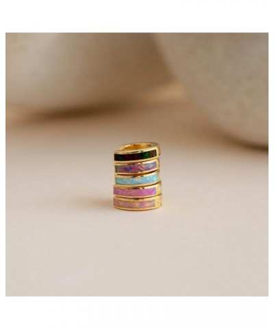 Pastel Bold Vibrant Opal Inlay Huggies Mini Sterling Silver 18k Gold Hoop Earrings for Women Gift for Her LAVD Silver $13.25 ...