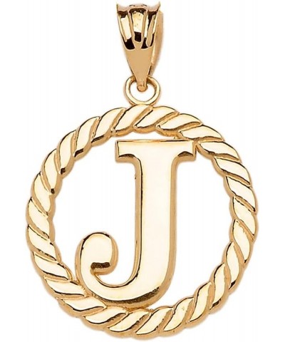 Polished 14k Yellow Gold Personalized Initial "A-Z" Roped Circle Charm Pendant J $93.59 Pendants