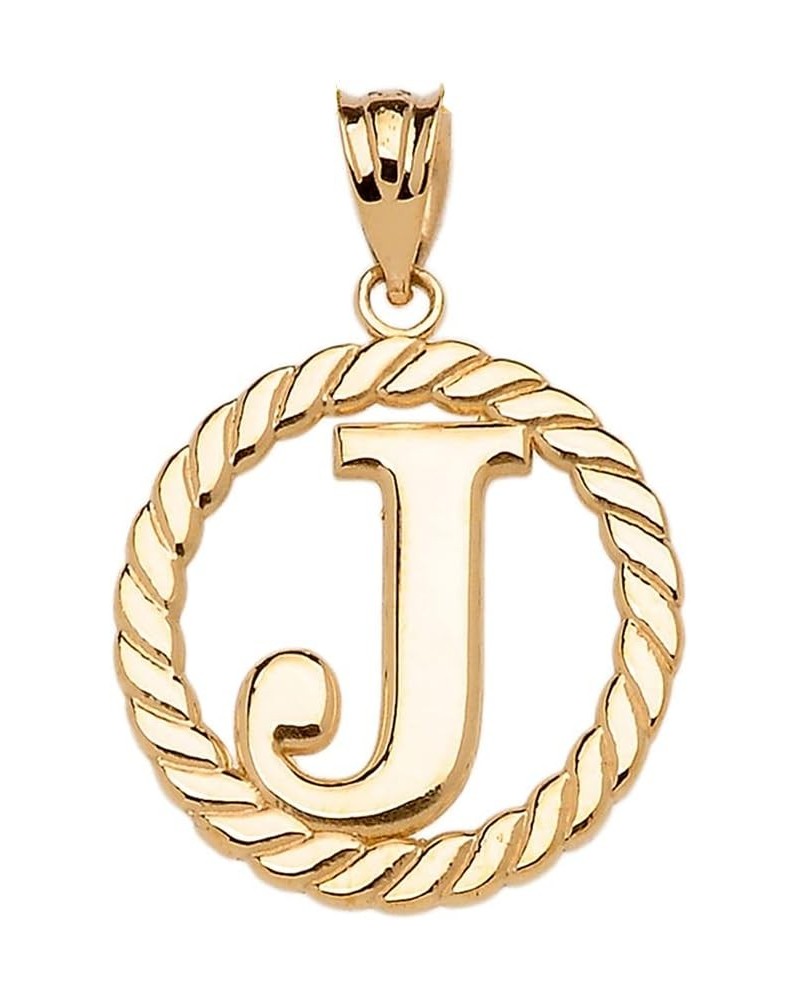 Polished 14k Yellow Gold Personalized Initial "A-Z" Roped Circle Charm Pendant J $93.59 Pendants