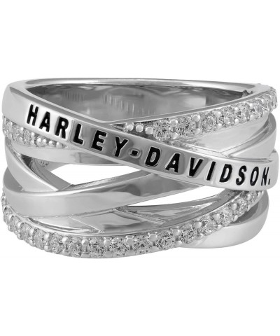 Harley-Davidson Women's Twisted Bling H-D Crystal Band Ring - Sterling Silver 6 $69.69 Rings