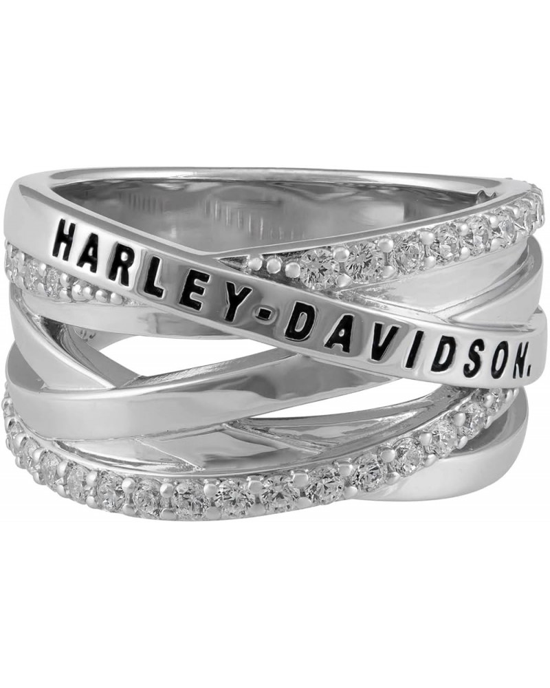 Harley-Davidson Women's Twisted Bling H-D Crystal Band Ring - Sterling Silver 6 $69.69 Rings