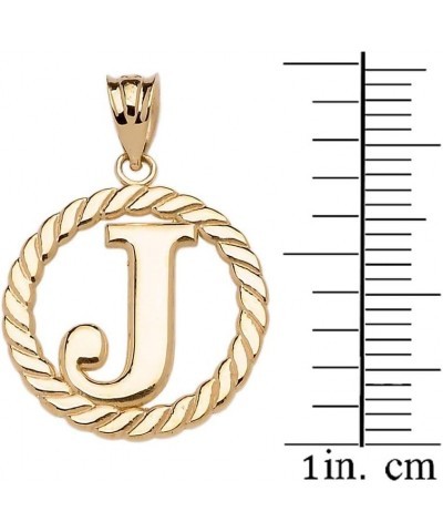 Polished 14k Yellow Gold Personalized Initial "A-Z" Roped Circle Charm Pendant J $93.59 Pendants