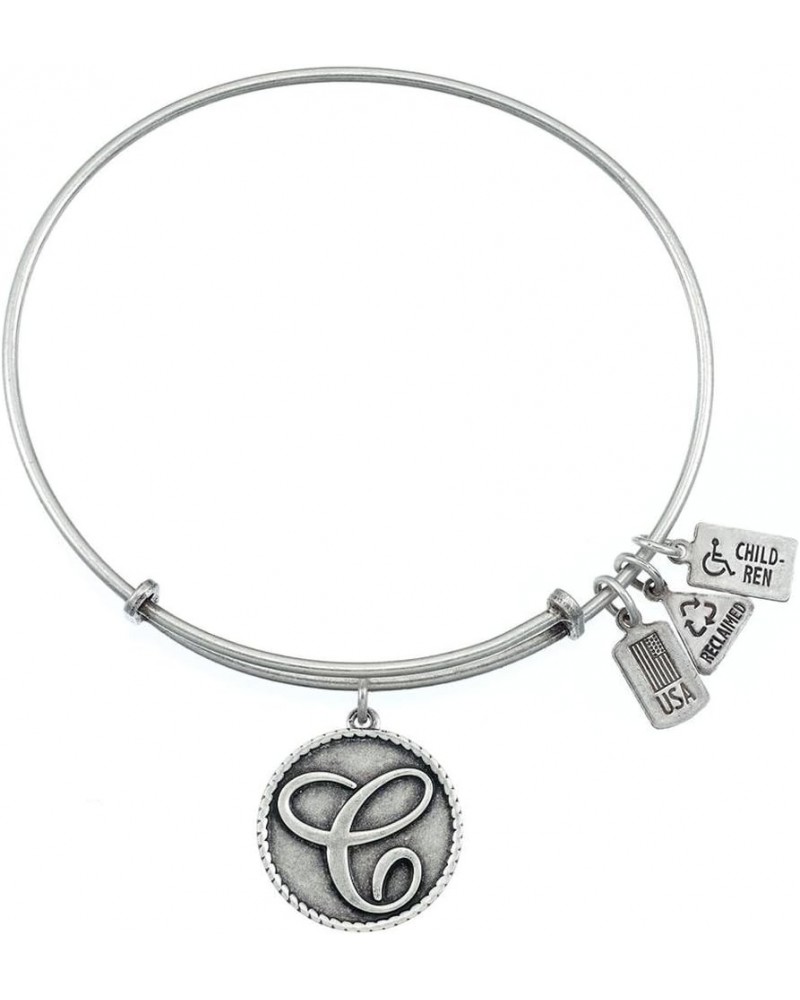 Wind and Fire Love Letter 'C' Silver Finish Charm Bangle $14.26 Bracelets