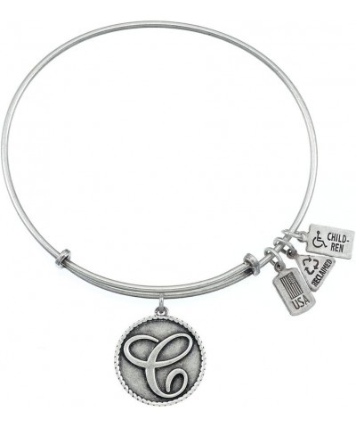 Wind and Fire Love Letter 'C' Silver Finish Charm Bangle $14.26 Bracelets