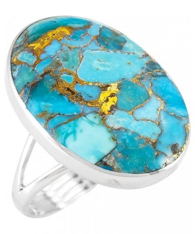 Turquoise Ring in Sterling Silver 925 Genuine Gemstones Sky Matrix Turquoise $26.40 Rings