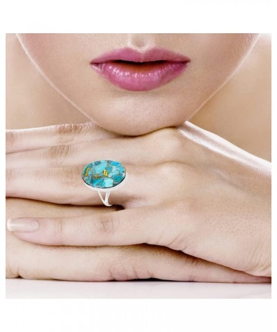 Turquoise Ring in Sterling Silver 925 Genuine Gemstones Sky Matrix Turquoise $26.40 Rings