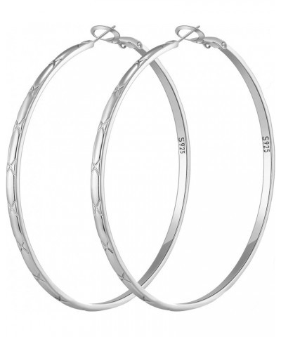 2mm Thin Silver Hoop Earrings for Women Criss Cross Sterling Silver Post Hoop Earrings Hypoallergenic Large Silver Hoops Ligh...