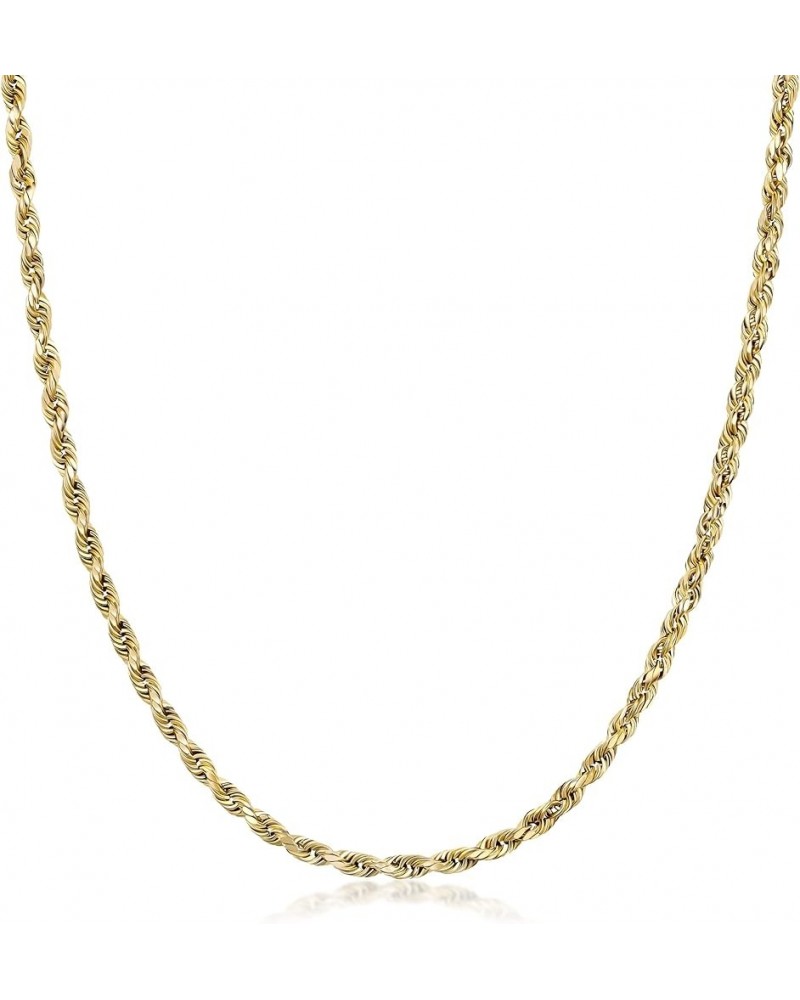 10K Yellow Gold 1.5MM,2MM,2.5MM,3MM,3.5,4MM,5MM,7MM, Diamond Cut Rope Chain Necklace Unisex Sizes 16"-30 24 3MM $89.20 Necklaces