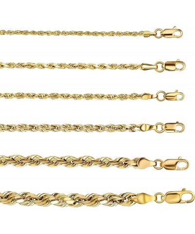 10K Yellow Gold 1.5MM,2MM,2.5MM,3MM,3.5,4MM,5MM,7MM, Diamond Cut Rope Chain Necklace Unisex Sizes 16"-30 24 3MM $89.20 Necklaces