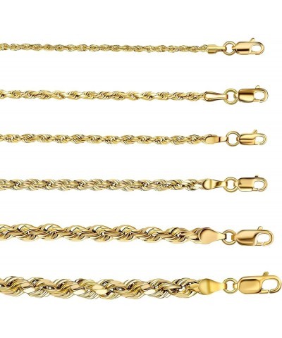 10K Yellow Gold 1.5MM,2MM,2.5MM,3MM,3.5,4MM,5MM,7MM, Diamond Cut Rope Chain Necklace Unisex Sizes 16"-30 24 3MM $89.20 Necklaces